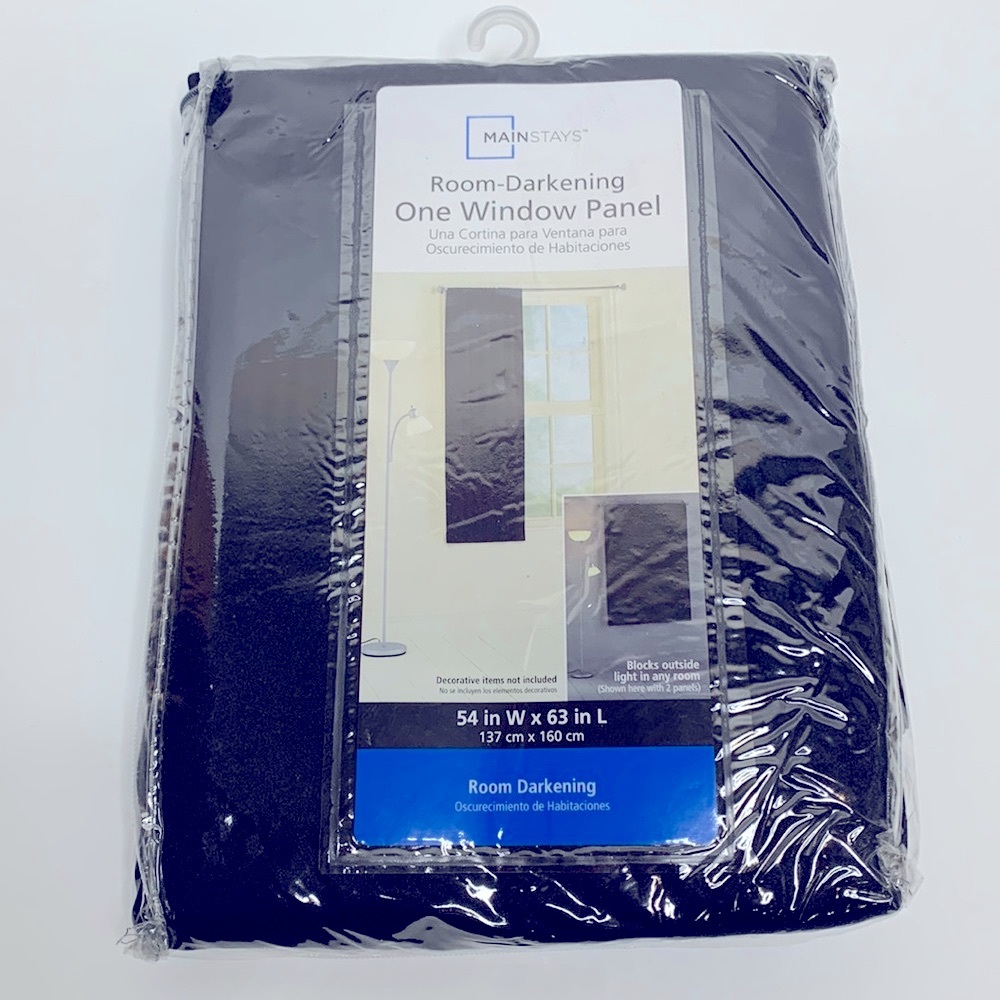 Mainstays | Room Darkening One Window Panel | Black Curtains | No Light Windows